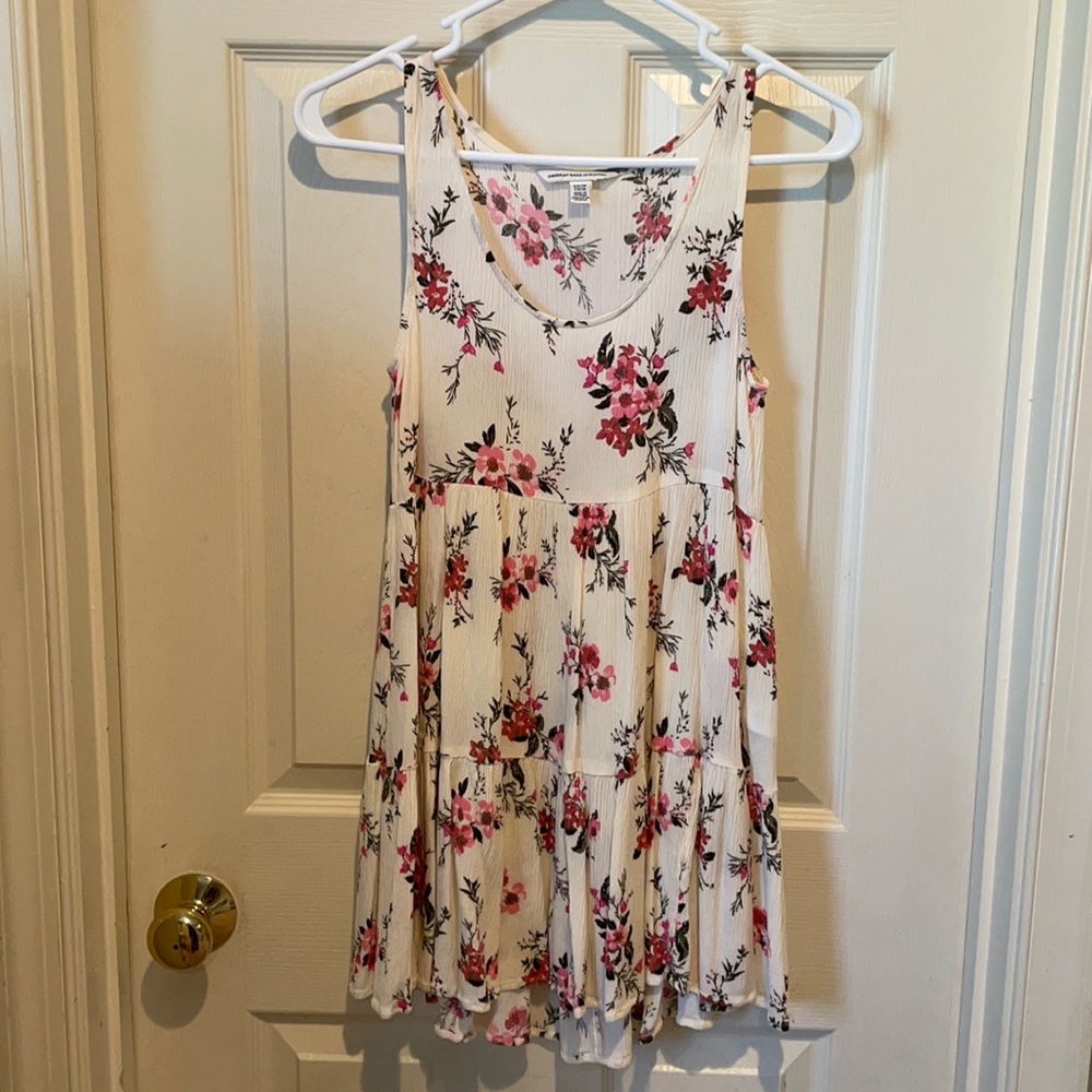 American Eagle Cream & Pink Floral Dress